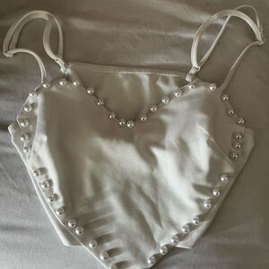White heart shaped crop top